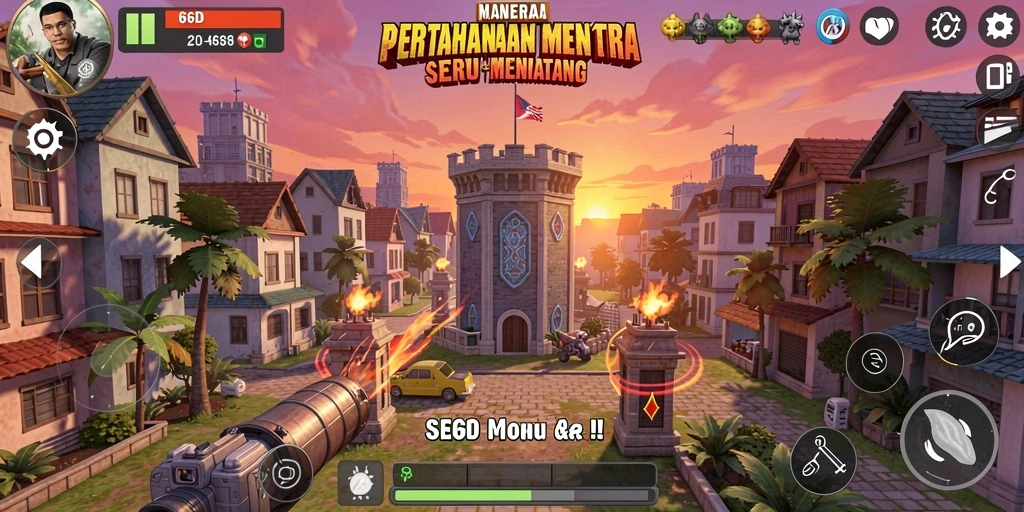 Tampilan menarik dari gameplay 66D dengan aksi Tower Defense.