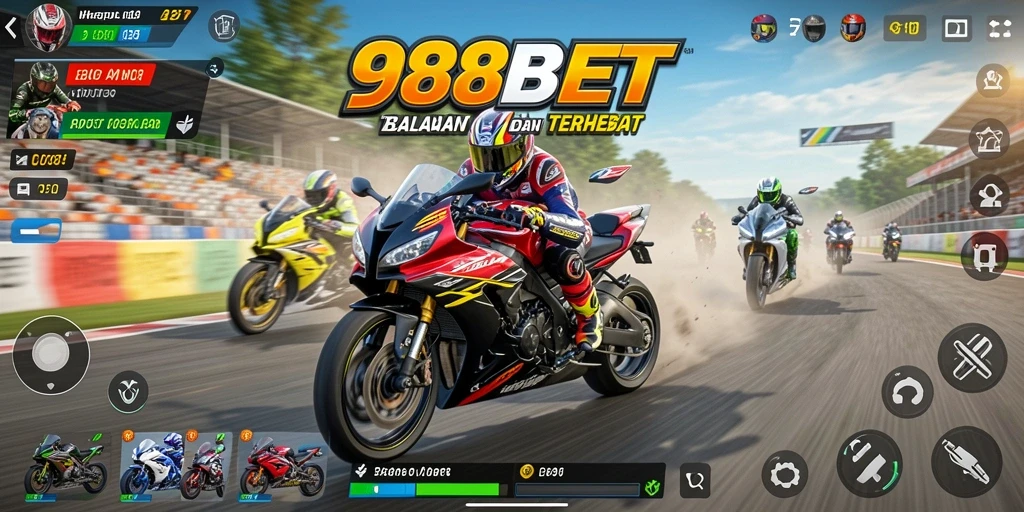 Gameplay balapan motor yang menegangkan di 988BET.