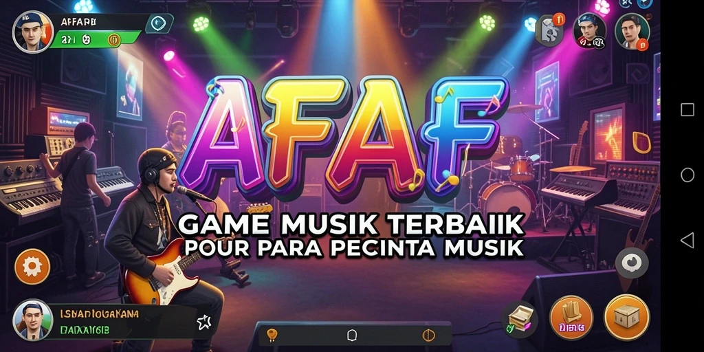 Tampilan gameplay AFAF yang menarik dengan berbagai pilihan musik.