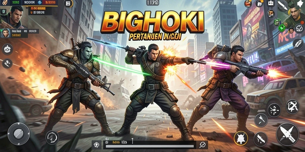 Tampilan gameplay BIGHOKI yang intens dan mendebarkan.