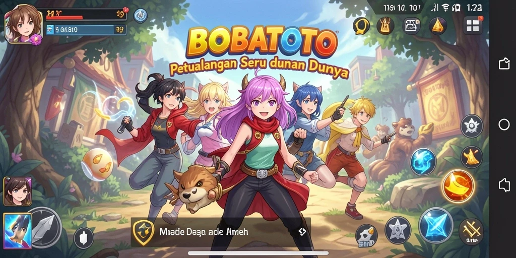 Tampilan gameplay seru BOBATOTO dengan karakter anime ikonik.