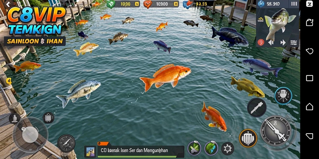 Tampilan gameplay C8VIP dengan aksi menembak ikan yang seru.