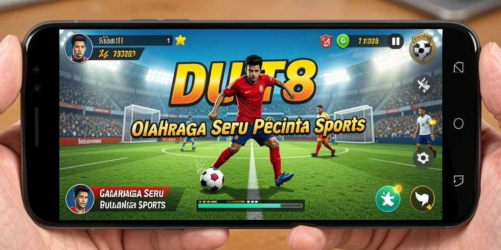 Gambaran gameplay seru dalam DUIT8 menampilkan aksi olahraga.