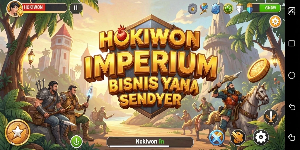 Tampilan gameplay HOKIWON yang seru dan interaktif dalam mengelola bisnis Tycoon.