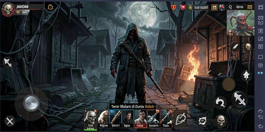 Screenshot menunjukkan suasana mencekam dalam gameplay JAVO88.