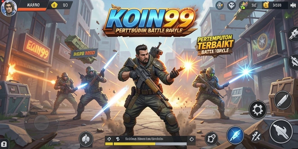Screenshot KOIN99 menunjukkan aksi seru dalam permainan Battle Royale.