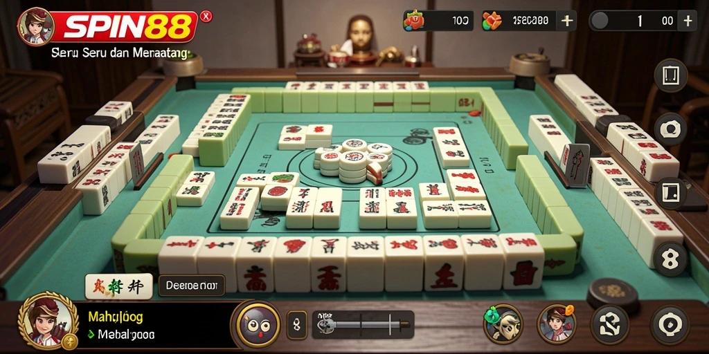 Screenshot gameplay SPIN88 menampilkan suasana seru permainan Mahjong.