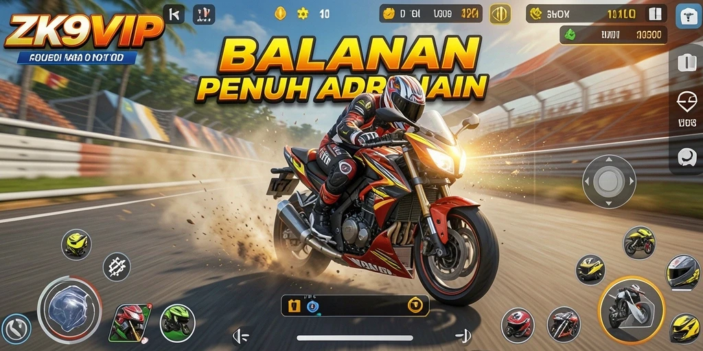 Tampilan gameplay ZK9VIP yang mendebarkan di trek balapan.